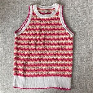 LOFT Pink and White Crochet Top